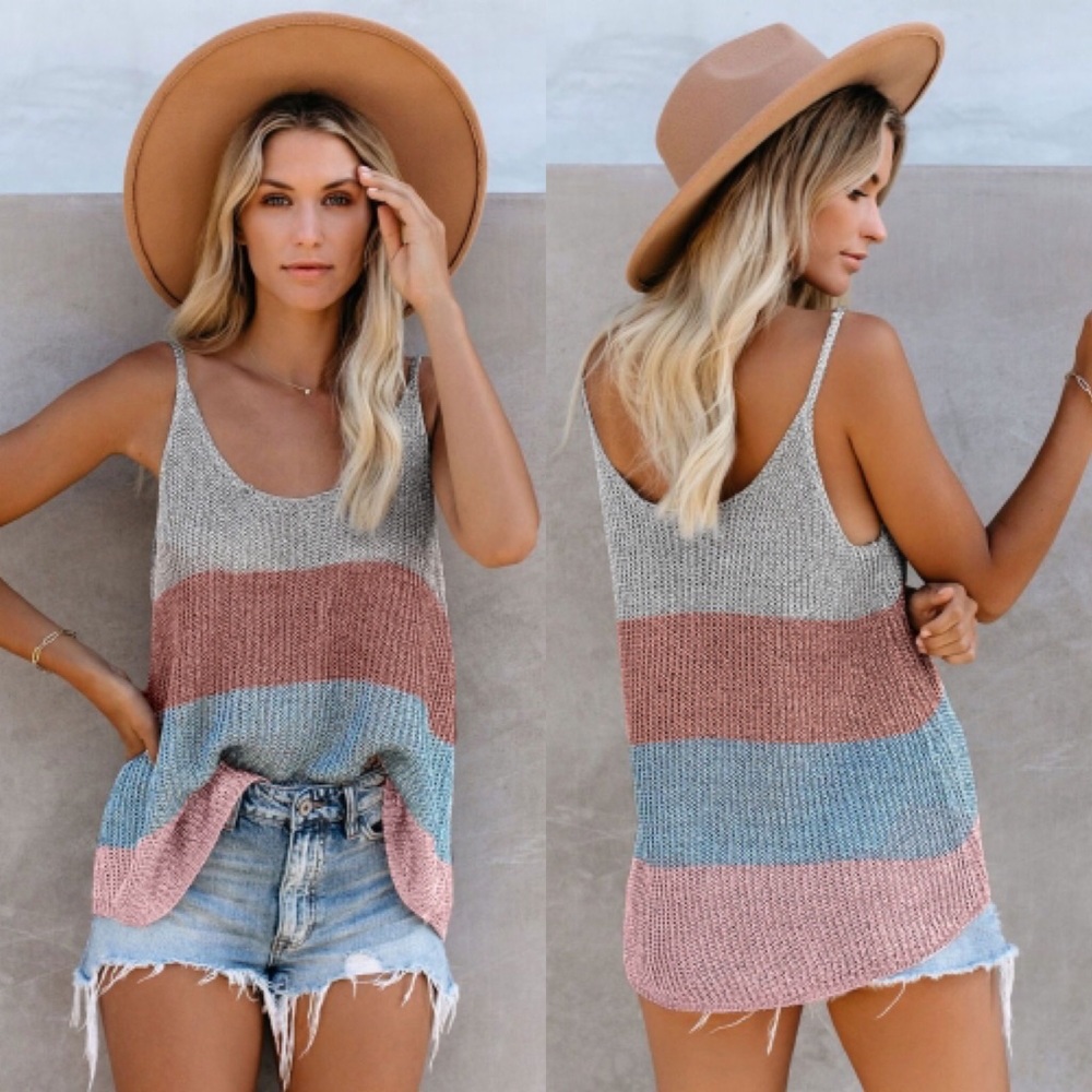 Colorblock Knit Cami Top - Picture 2 of 3